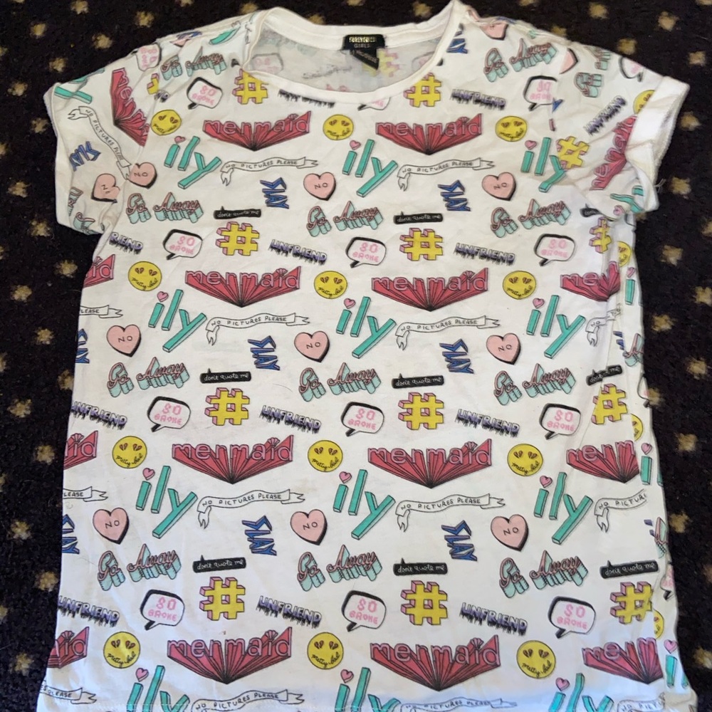 forever 21 girls “iconic” messages shirt